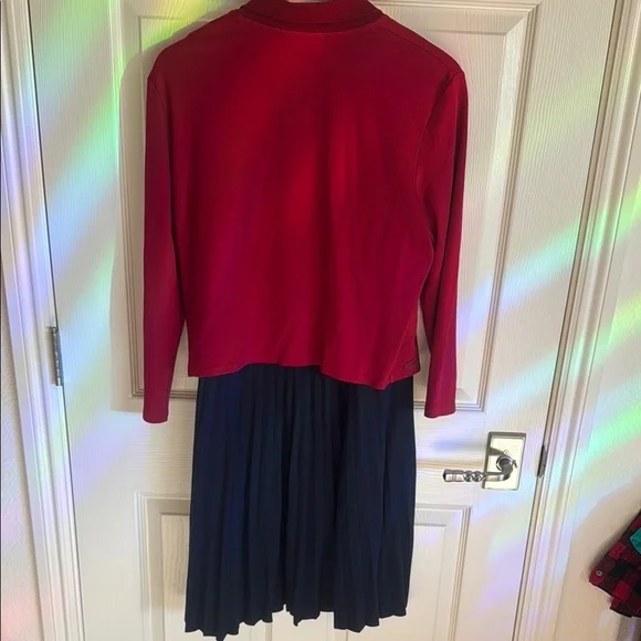Lacoste Red Sweater with navy tank dress. Attached at shoulders. - Picture 7 of 8